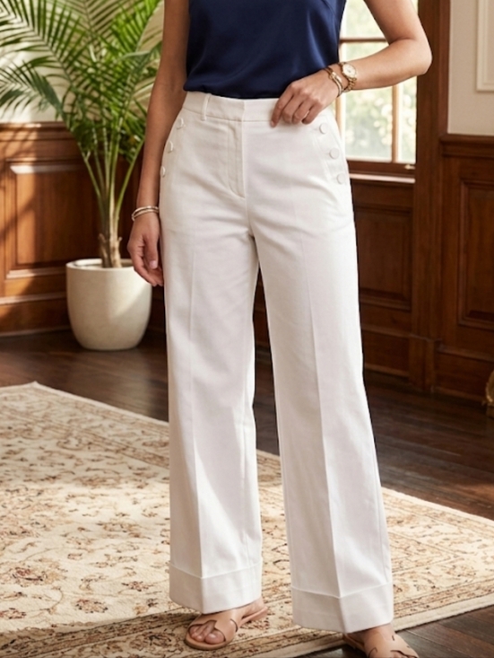 Brooks Brothers Pants - Brooks Brother's High-Rise Wide-Leg Sailor Cuffed  Pants, Sz 8